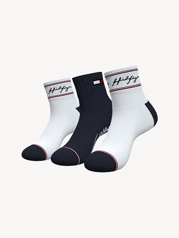 Férfi Tommy Hilfiger Ankle 3PK Zokni Fehér Színes | HU 1523GSO